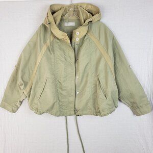 Audrey and John Wad Japan Nylon Jacket Coat Windbreaker Boxy Green Tan O/S